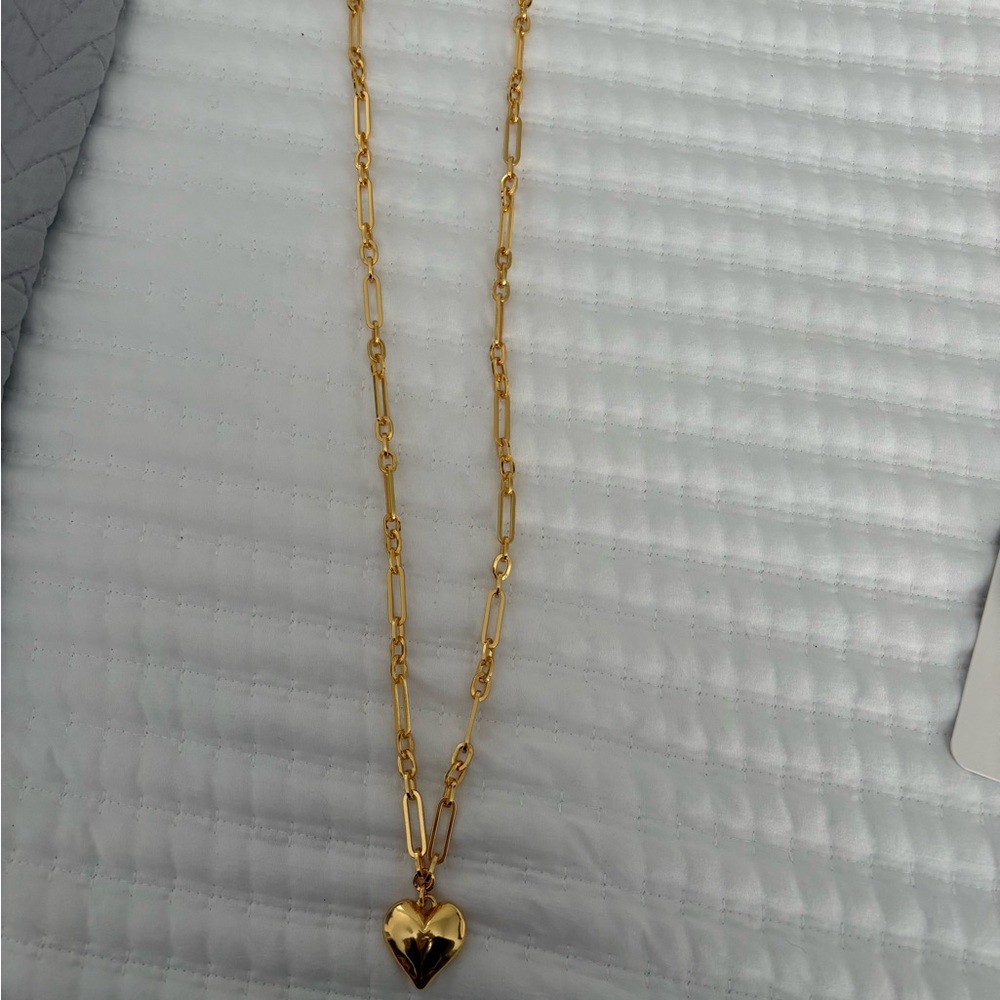 J. Crew Gold Chain Necklace with Heart Pendant